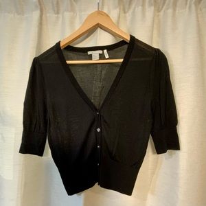 Black Cropped Babydoll Cardigan